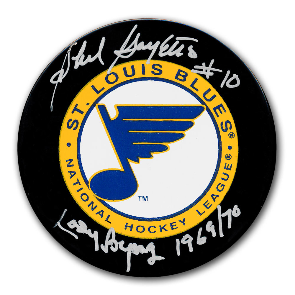 phil-goyette-st-louis-blues-1970-lady-byng-autographed-puck-nhl-auctions