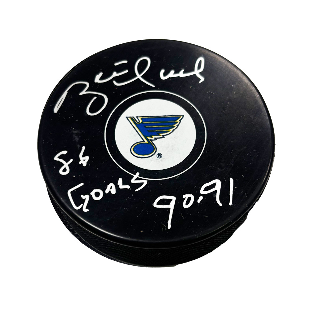 BRETT HULL Signed St Louis Blues Puck with 