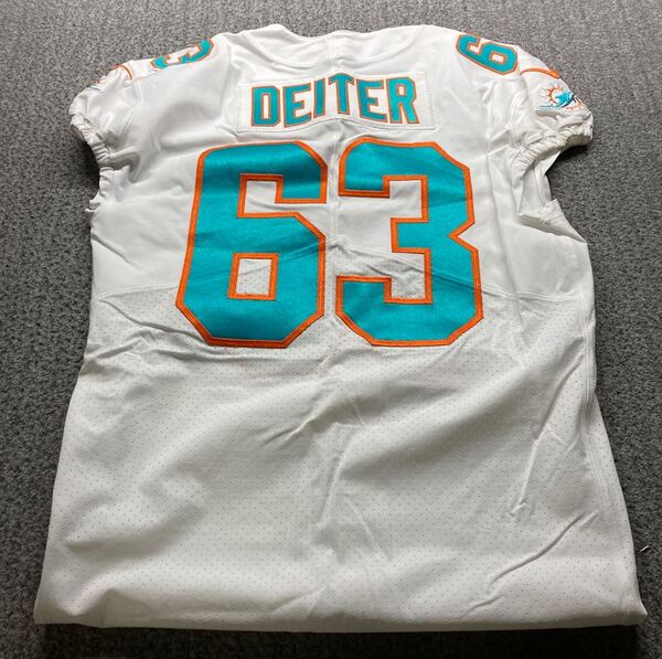 London Games - Dolphins Michael Deiter Game Issued Jersey 2021 Season Si...