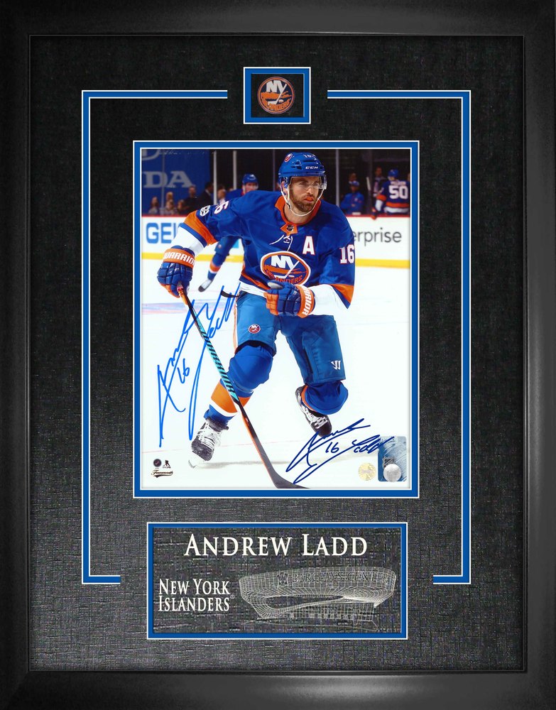 Andrew Ladd - Signed 8x10 Etched Mat Islanders Blue Skating 