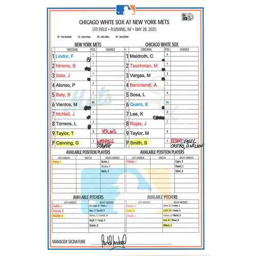 New York Yankees Fanatics Authentic Game-Used Lineup Card vs