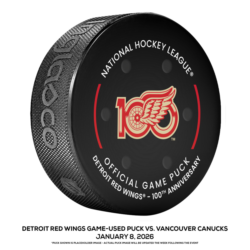 Detroit Red Wings Game-Used Puck vs. Vancouver Canucks on January 8, 2026 - Patrick Kane (DET) Scores 500th Goal During Game (Not Goal Puck)