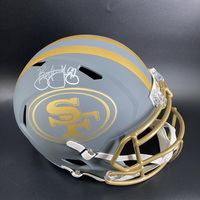 HOF - 49ers Bryant Young Signed Replica Slate Speed Helmet with HOF 22 I...