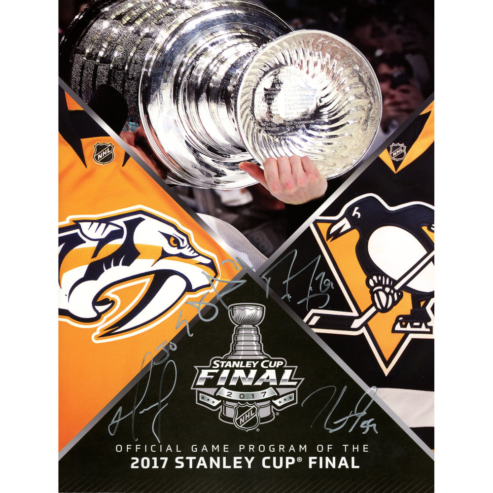 Murray, Fleury, Guentzel, Malkin Pittsburgh Penguins 2017 Stanley Cup Event-Issued Stanley Cup Final Program With Four Signatures