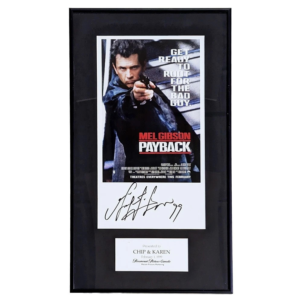 Mel Gibson Autographed 'Payback' Framed Poster