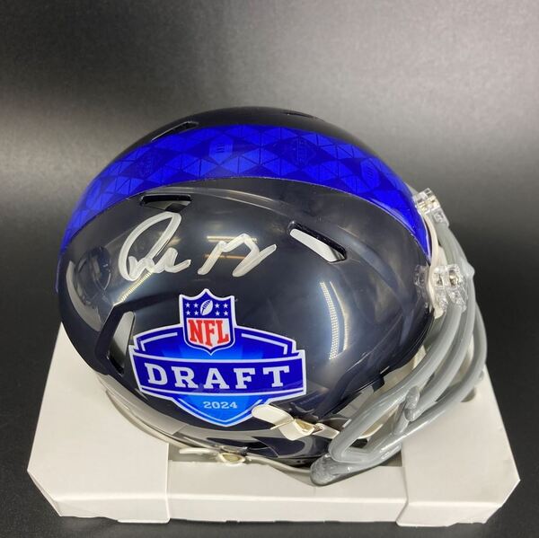 NFL - Patriots Drake Maye Signed NFL Draft Mini Helmet