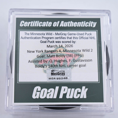 Image of Boldy, Matt - Minnesota Wild - March 14, 2026 vs. New York Rangers (Wild's 25th Anniversary Logo)