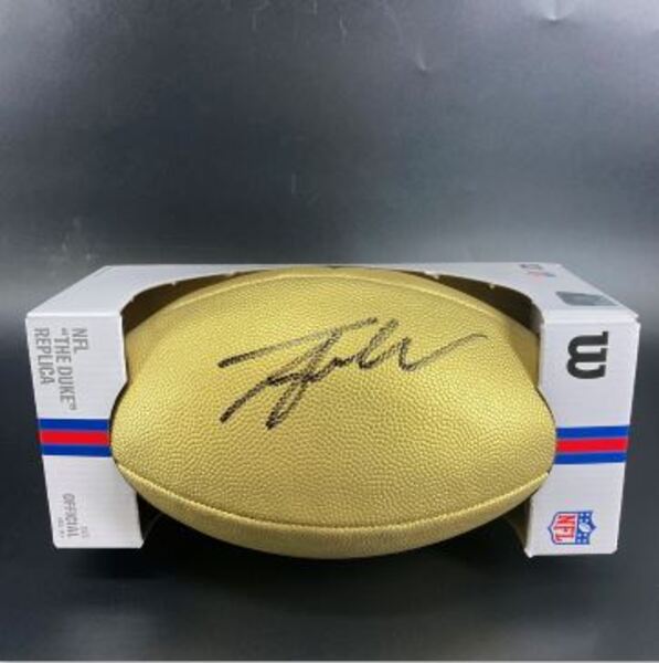 NFL - Saints Tyler Shough Signed Gold Composite Football