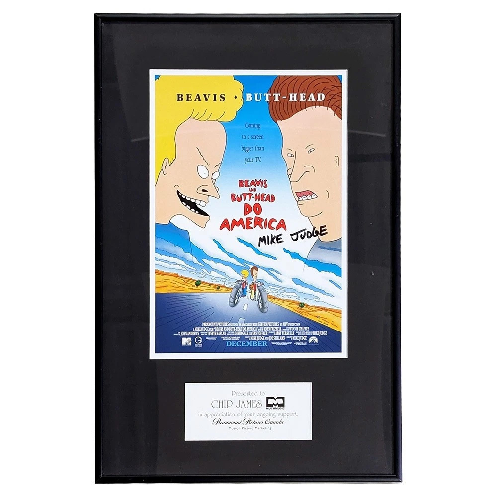 Mike Judge Autographed 'Beavis & Butthead Do America' Framed Poster
