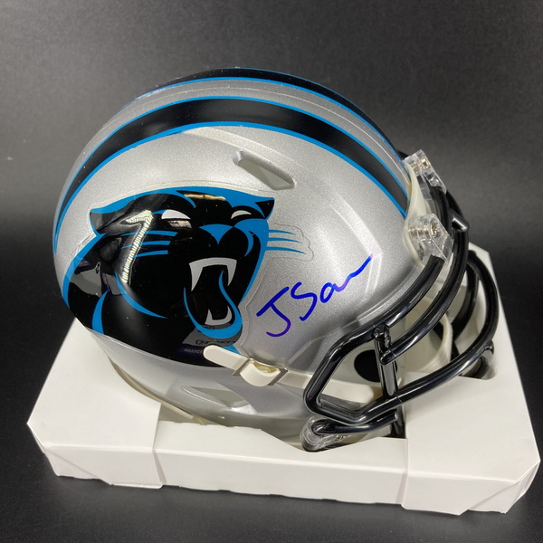 NFL - Panthers Ja'Tavion Sanders Signed Mini Helmet