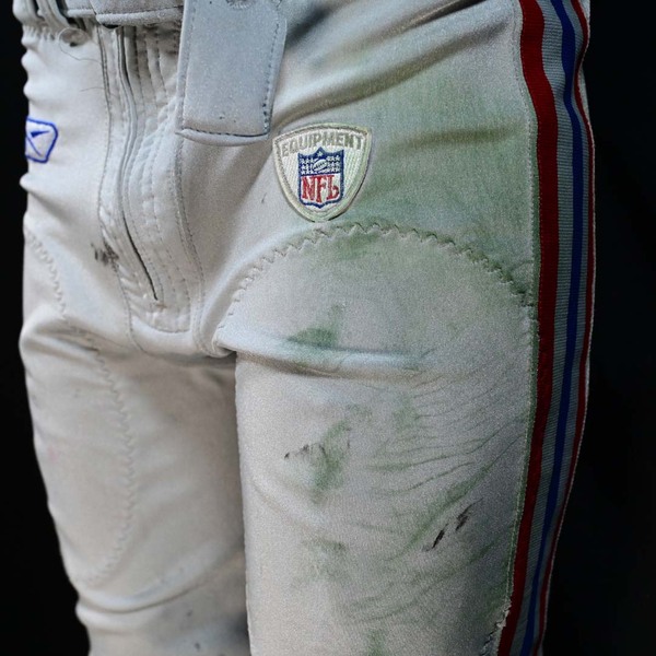 Close-Up of front of Burress Super Bowl XLII Pants.