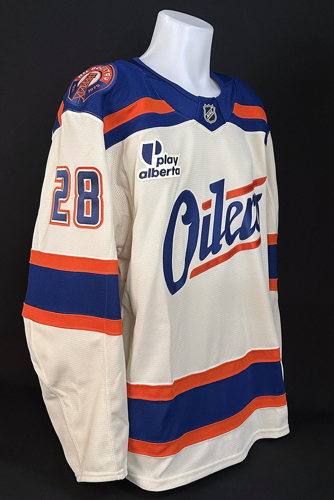 Jack Roslovic #28 - 2025-26 Edmonton Oilers Alternate Set #2 Game Worn Jersey - Worn For 1 Game - Dec 23rd vs Calgary