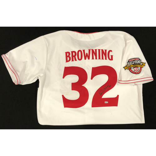 Tom Browning - AUTOGRAPHED Game Used Jersey: Reds Hall of Fame Legends Game