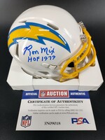 HOF - Chargers Ron Mix Signed Mini Helmet with HOF 79 Inscription