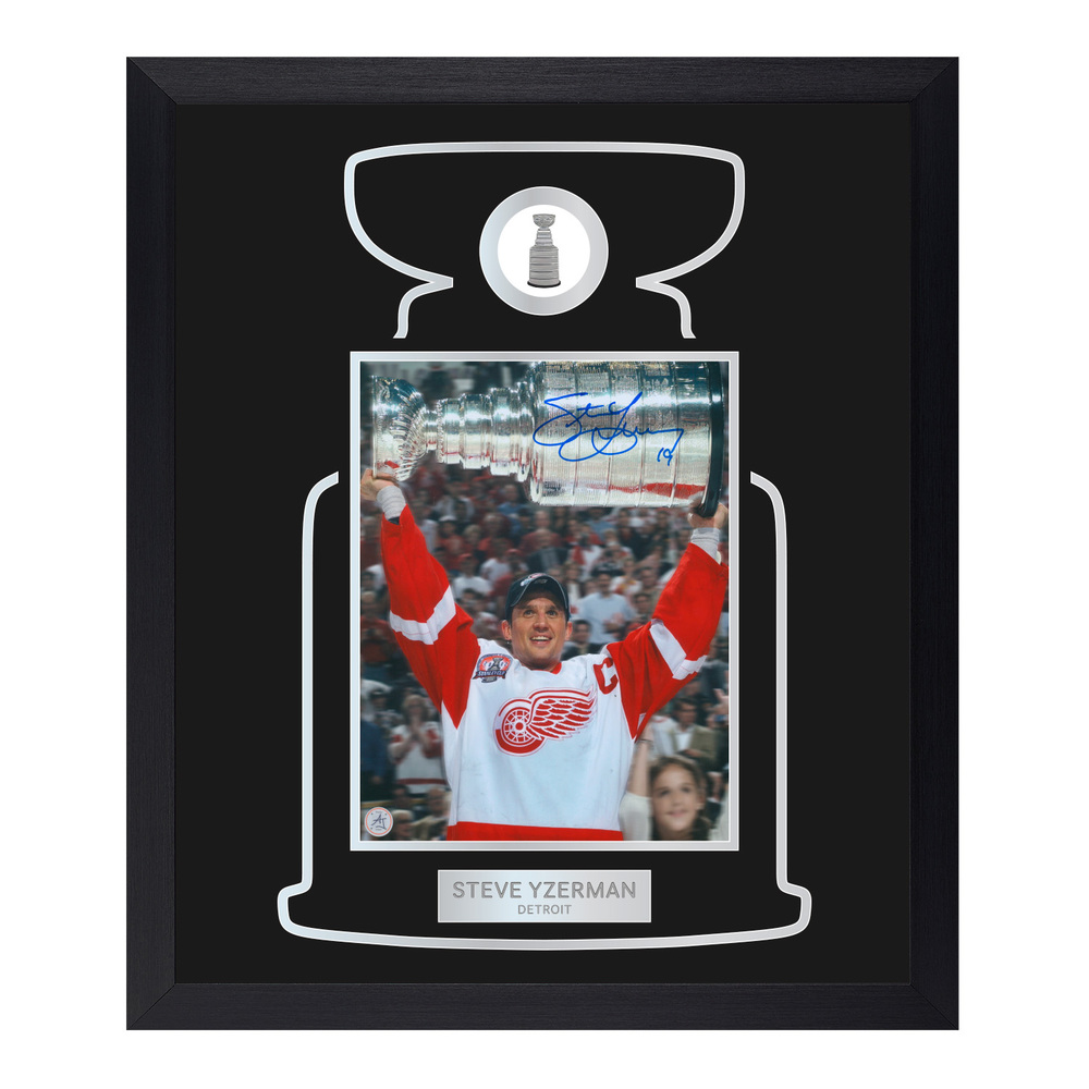 Steve Yzerman Autographed Detroit Red Wings Cup Champion 23x27 Frame