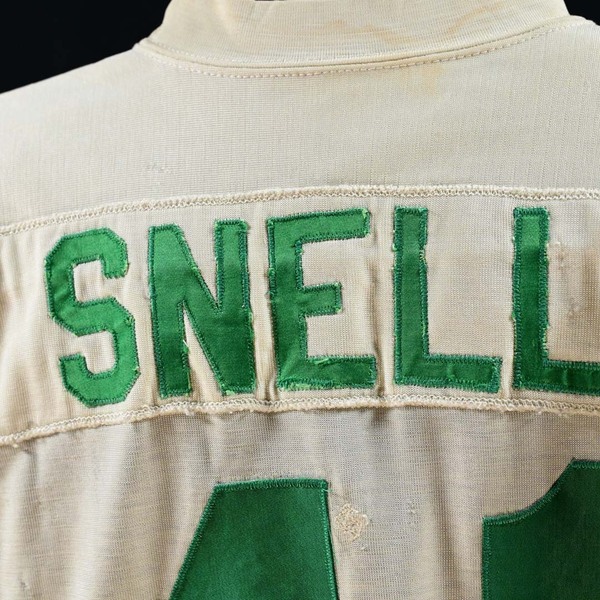Close-Up of Nameplate on Back of Matt Snell White New York Jets Super Bowl III Game-Worn Photo-Matched Jersey.