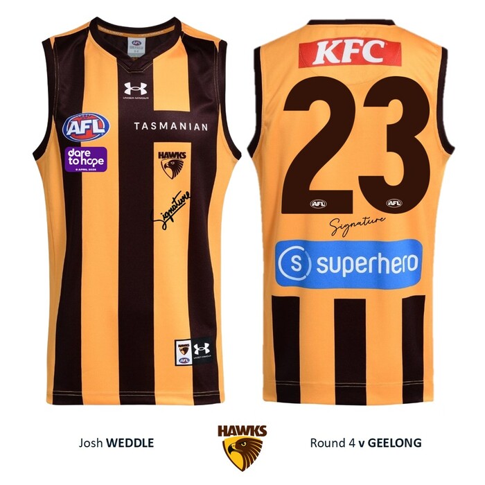 Photo of Josh Weddle #23 Hawthorn 2026 Dare to Hope Guernsey