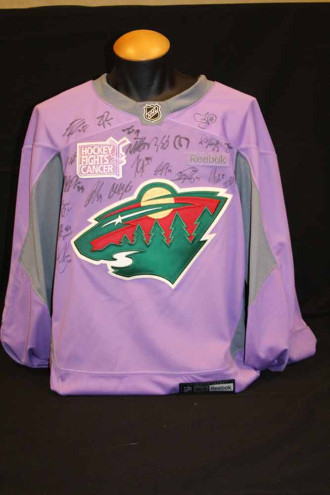 2016-17 Team Autographed Hockey Fights Cancer Lavender Jersey