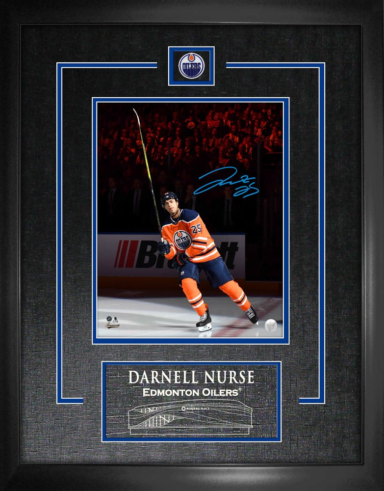 Darnell Nurse - Signed 8X10 Etched Mat Oilers Stick Salute