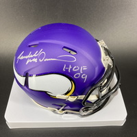 HOF - Vikings Randall McDaniel Signed Mini Helmet with HOF 09 Inscription