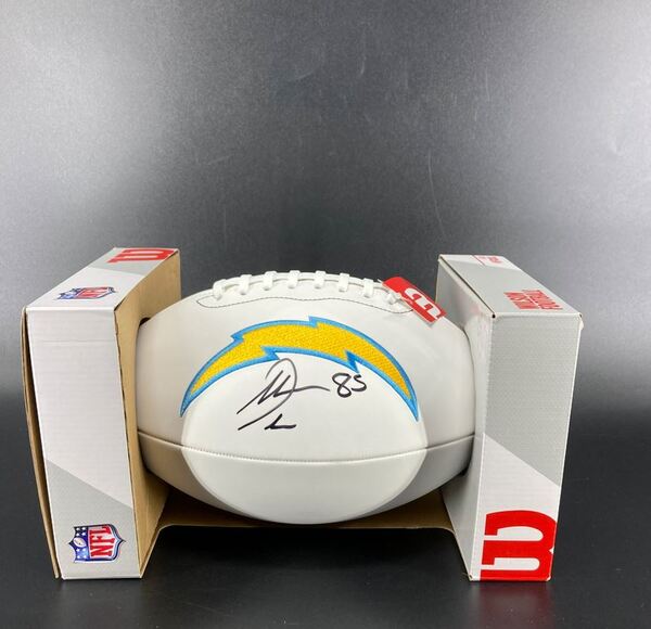 Chargers - Antonio Gates Signed Panel Football With Chargers Logo