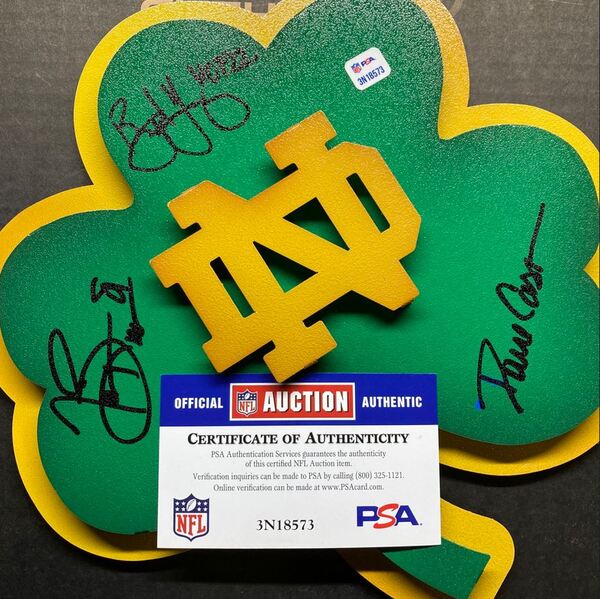 HOF - Notre Dame 3D Metal Wall Art Signed By Tim Brown, Bryant Young, An...