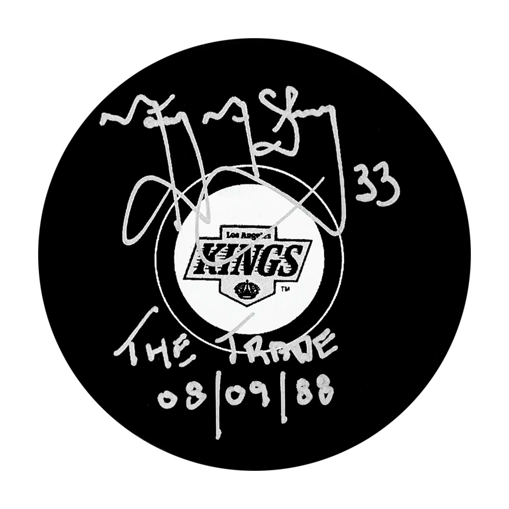 Marty McSorley Autographed Los Angeles Kings Puck w/THE TRADE 08/09/88 Inscription