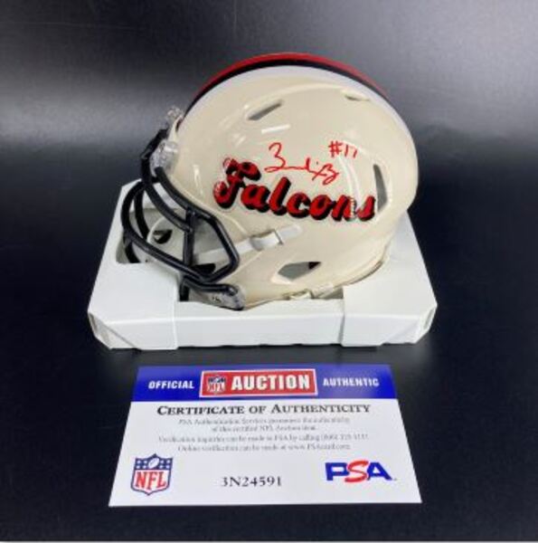 NFL - Falcons Zachariah Branch Signed Retro Mini Helmet