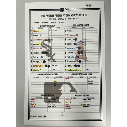 Game-Used or Autographed Line-Up Cards | MLB Auctions
