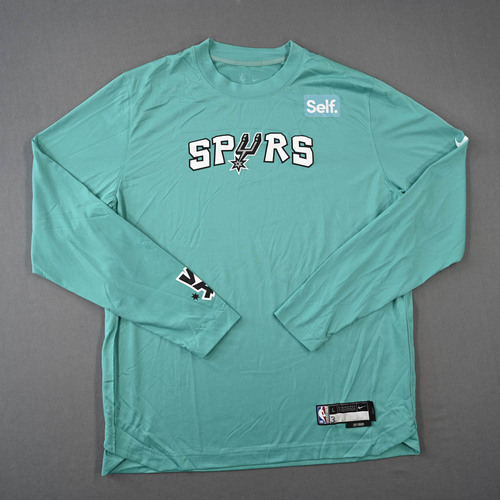 Image of Johnson, Keldon - San Antonio Spurs - Game-Issued City Edition Long-Sleeved Shooting Shirt - 2022-23 NBA Season
