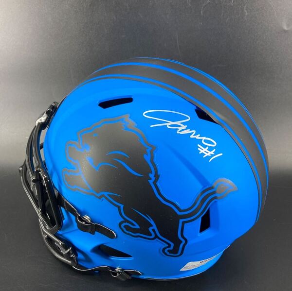 Lions - Jameson Williams Signed Replica Rave Helmet