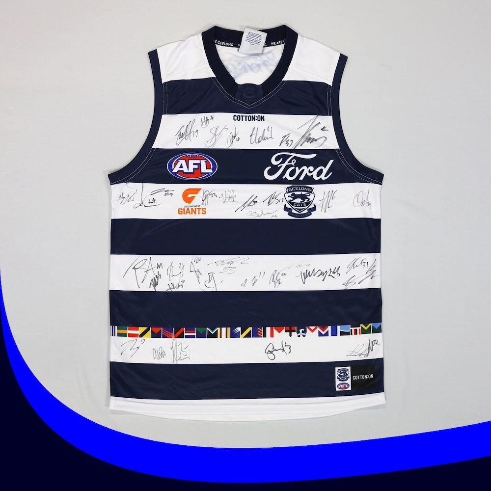 GEELONG WEST - 2025 Regional Round Guernsey with Geelong West logo signed by the 2026 AFL Team 