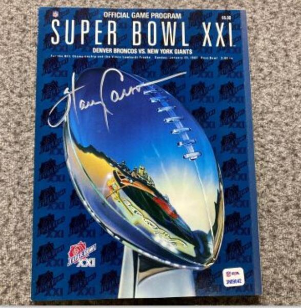 HOF - Giants Harry Carson Signed Super Bowl XXI Program with HOF 06 Insc...