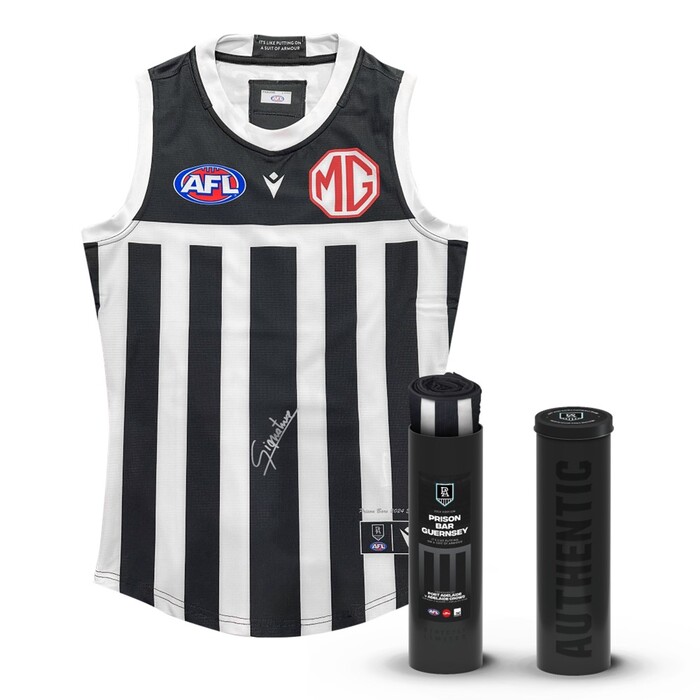 Darcy Byrne-Jones #33 Port Adelaide 2024 Signed Prison Bars Match Worn Guernsey