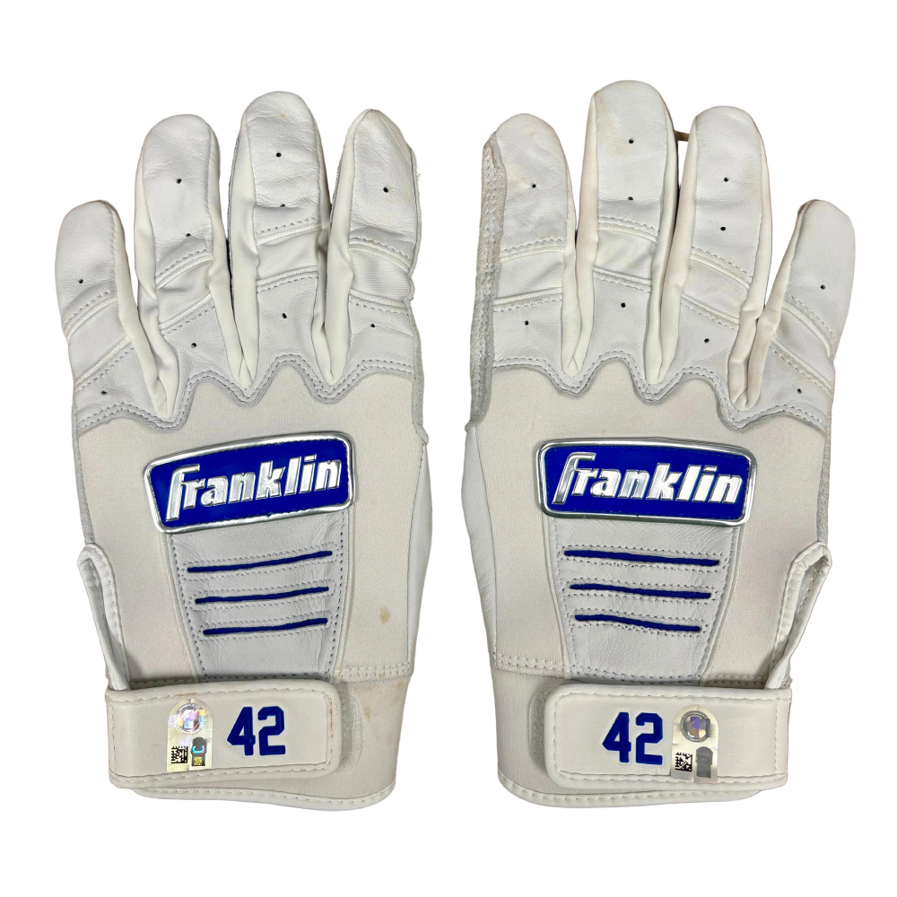 GolfickersとPenguin ストライプ ホワイトハット Fサイズ Team Issued Jackie Robinson Day Franklin Batting Gloves: White