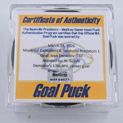 Image of Demidov, Ivan - Montreal Canadiens - March 28, 2026 at Nashville Predators (Predators Logo)