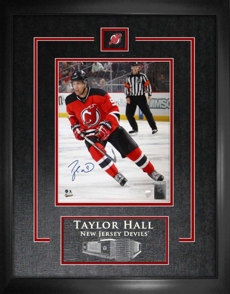 Taylor Hall - Signed and Framed 8x10 Etched Mat Devils Red Action