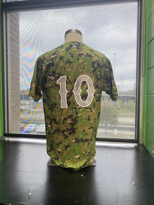Robert Neustrom Norfolk Tides Autographed Game-Worn Digital Camo Jersey #10 Size 46