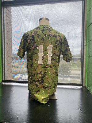 Nick Vespi Norfolk Tides Autographed Game-Worn Digital Camo Jersey #11 Size 46