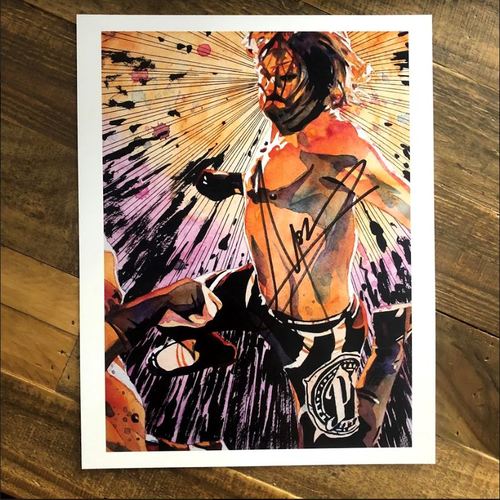 AJ Styles SIGNED 11 x 14 Rob Schamberger Print