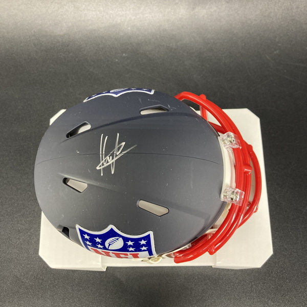 NFL - Saints Kyle Hergel Signed Blue Shield Mini Helmet