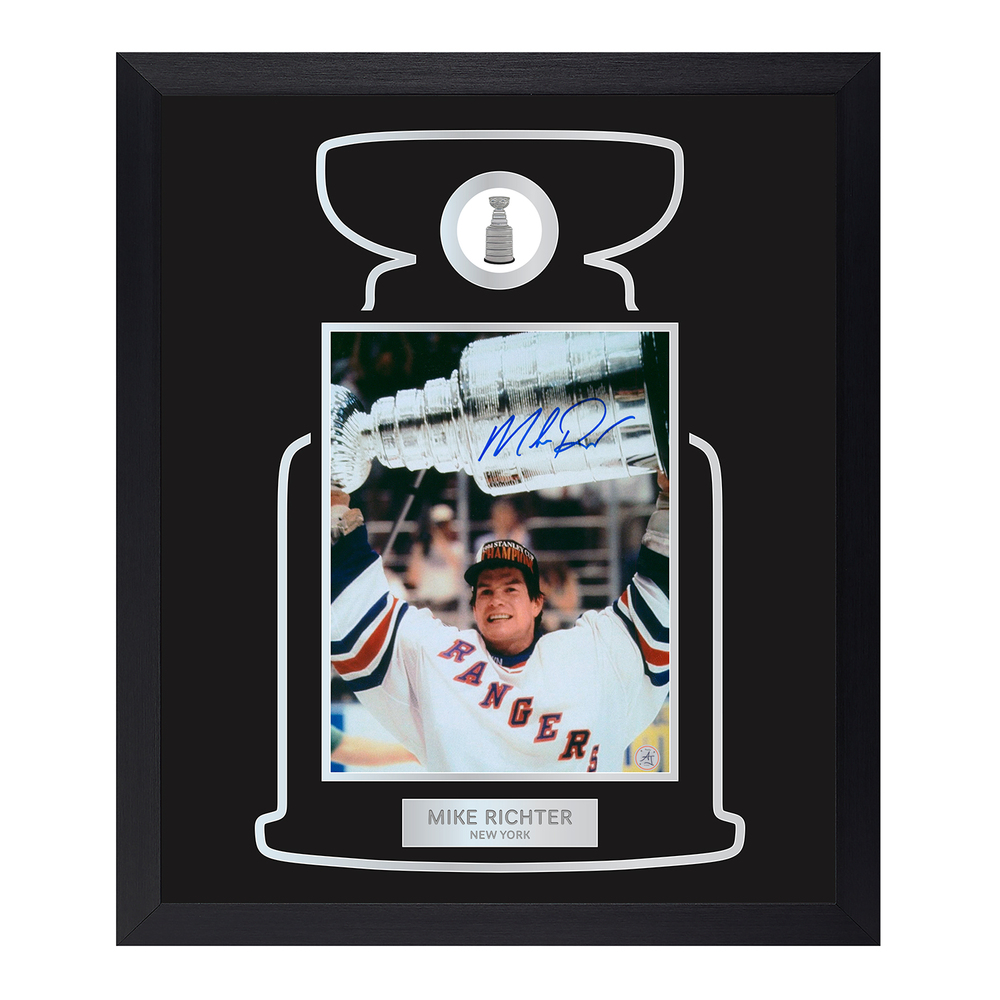 Mike Richter Autographed New York Rangers Cup Champion 23x27 Frame