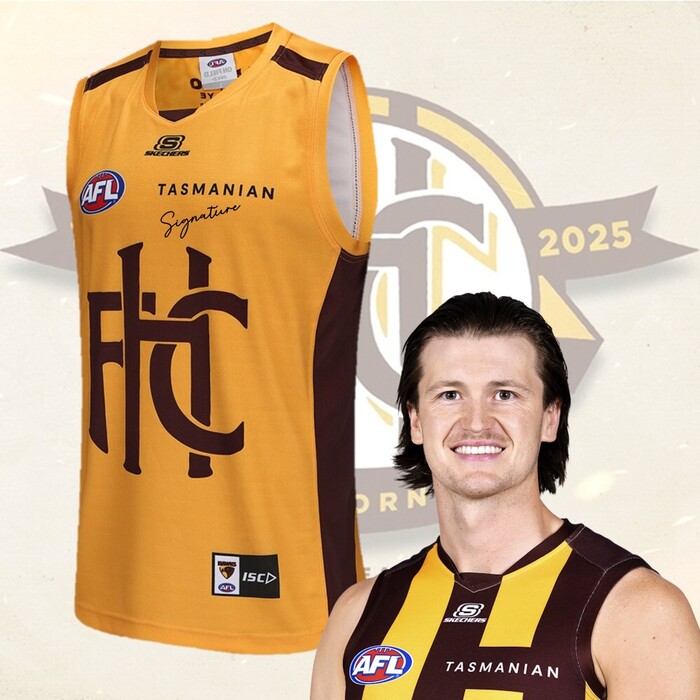 Photo of Mitch Lewis #2 Hawthorn 2025 Gold Heritage Match-Worn Guernsey
