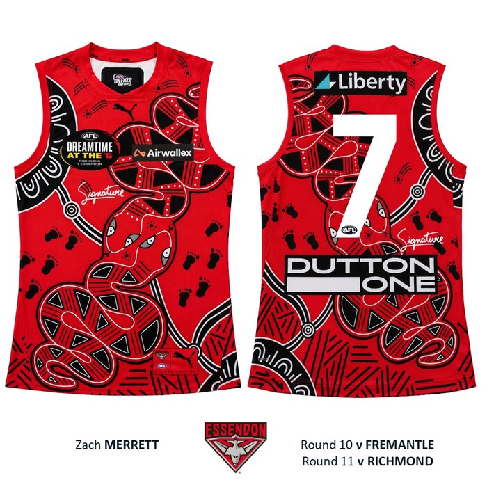 Photo of Zach Merrett #7 Essendon 2026 Dreamtime Guernsey 