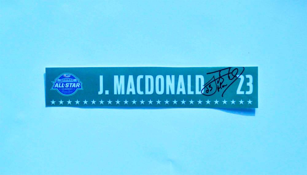 2018 AHL All-Star Classic Locker Room Nameplate Used and Signed by #23 Jacob MacDonald