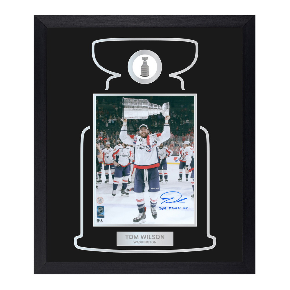 Tom Wilson Washington Capitals Signed & Inscribed Cup Champion 23x27 Frame