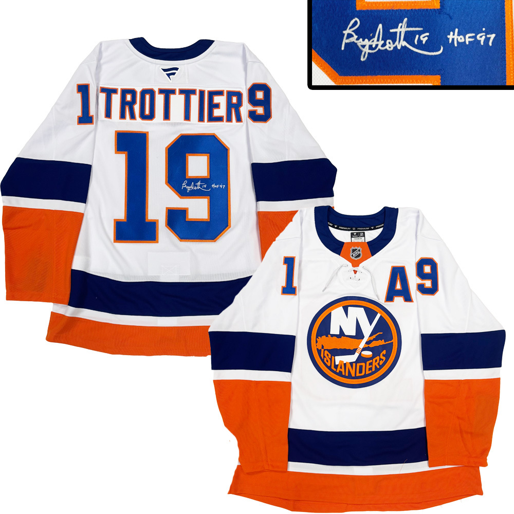 BRYAN TROTTIER Signed New York Islanders White Fanatics Premium Jersey - HOF 97