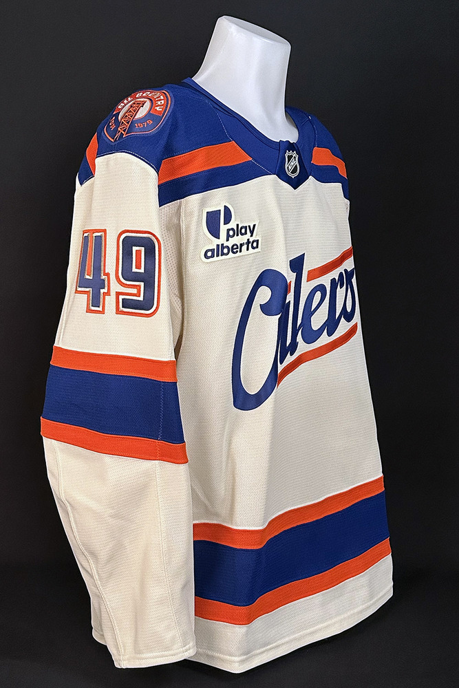 Ty Emberson #49 - 2025-26 Edmonton Oilers Alternate Set #2 Game Worn Jersey - Worn For 2 Games - Dec 6th vs Winnipeg & Dec 23rd vs Calgary
