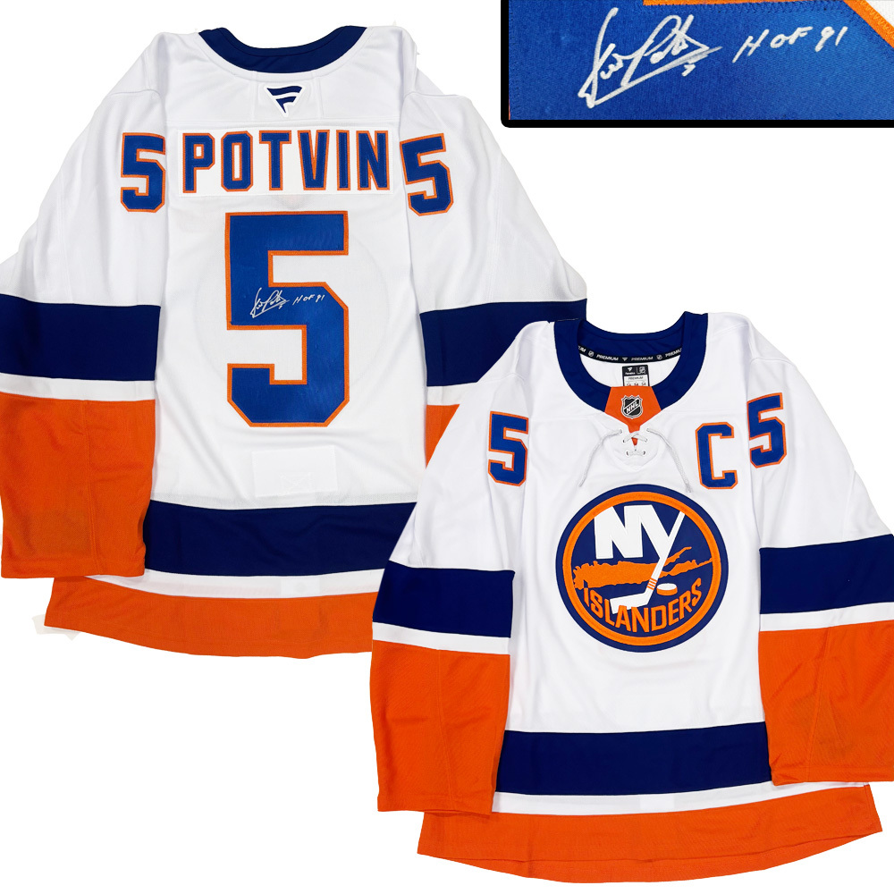DENIS POTVIN Signed New York Islanders White Fanatics Premium Jersey - HOF 91