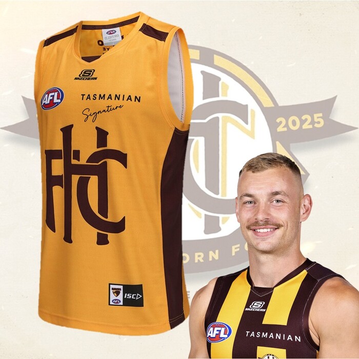 Photo of James Worpel #5 Hawthorn 2025 Gold Heritage Match-Worn Guernsey